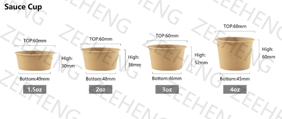 ZH এককালীন ক্রাফট সস কাপ 1.5oz 2oz 3oz 4oz ক্যাপ সঙ্গে পুডিং পবিত্র কমিউনিয়াম পাত্রে