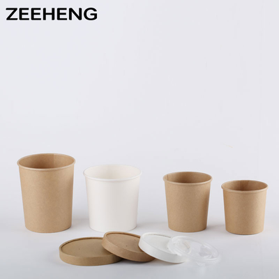 16oz একক দেয়াল স্যুপ কাপ 320gsm সূর্য কাগজ দিয়ে তৈরি 40gsm PE লেপ সঙ্গে lids