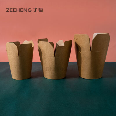 পুনর্ব্যবহারযোগ্য পরিবেশ বান্ধব ক্রাফট বক্স ব্রাউন হোয়াইট নুডল বাটি 16oz/26oz/32oz